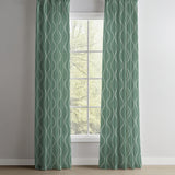 Abstract Modern Geometric Minimalist Green Semi Sheer Window Curtain VERDE