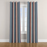 Retro Blue Burgundy Ivory Vertical Stripes Nordic Scandinavian Blackout Window Curtain VIND