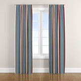 Retro Blue Burgundy Ivory Vertical Stripes Nordic Scandinavian Blackout Window Curtain VIND