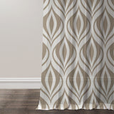 Neutral Abstract Modern Beige White Semi Sheer Window Curtain AVERY