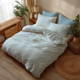 Nordic Minimalist Striped Scandinavian Cotton Duvet Cover Set SKY BLUE
