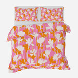 Dianthus Flowers Orange Pink Maximalist Aesthetic Cotton Duvet Cover Set
