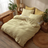 Nordic Minimalist Striped Scandinavian Cotton Duvet Cover Set BUTTER YELLOW