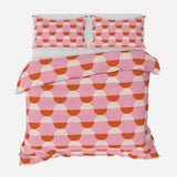 Retro Abstract Orange Pink Beige Maximalist Aesthetic Cotton Duvet Cover Set