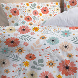 Blooming Flowers Pastel Botanical Floral Cotton Duvet Cover Set AVRIL