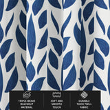 Botanic Ornamental Leaf Navy Blue Floral Blackout Window Curtain BREEZE