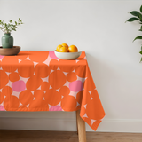 Abstract Retro Organic Shapes Burnt Orange Pink Maximalist Aesthetic Tablecloth