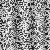 Botanic Abstract Modern Black White Semi Sheer Window Curtain BUTTERFLY