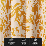 Wild Flowers Field Botanical Mustard Yellow Blackout Window Curtain CALLA