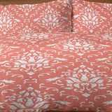 Damask Hares Coral Pink Cotton Duvet Cover Set CORAL