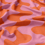 Wavy Stripes Retro Red Pink Maximalist Aesthetic Cotton Duvet Cover Set