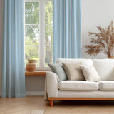 Light Blue White Vertical Thin Stripes Nordic Scandinavian Blackout Window Curtain SNO