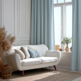 Light Blue White Vertical Thin Stripes Nordic Scandinavian Blackout Window Curtain SNO