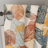 Decorative Blue Beige Brown Gold Botanical Blackout Window Curtain DAHLIA