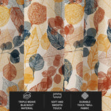 Decorative Blue Beige Brown Gold Botanical Blackout Window Curtain DAHLIA
