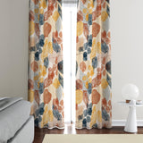 Decorative Blue Beige Brown Gold Botanical Blackout Window Curtain DAHLIA