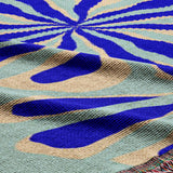 Contemporary Floral Klein Blue Abstract Cotton Woven Throw Blanket VERVE