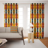 Abstract Multicolor Ethnic Mid Century Modern Blackout Window Curtain DUNES