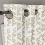 Abstract Organic Triangle Shibori Beige White Blackout Window Curtain INDAH