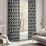 Scandinavian Geometric Black Off-White Blackout Window Curtain INGER