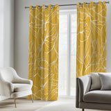 Mustard Yellow Monstera Botanical Tropical Blackout Window Curtains JOSY - 2 Panels