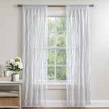 Abstract Modern Geometric White Black Minimalist Semi Sheer Window Curtain KALA