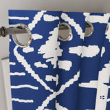 Abstract Wabi Sabi Shibori Japanese Print Blue Blackout Window Curtain KASEEM