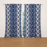 Abstract Wabi Sabi Shibori Japanese Print Blue Blackout Window Curtain KASEEM