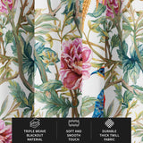Elegant Oriental Art Blossom Flowers Pheasant Floral Blackout Window Curtain KYOKA