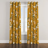 Botanic Garden Mustard Yellow Orchid Floral Blackout Window Curtain LAYLA