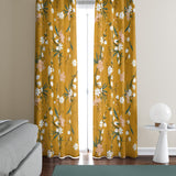 Botanic Garden Mustard Yellow Orchid Floral Blackout Window Curtain LAYLA