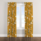 Botanic Garden Mustard Yellow Orchid Floral Blackout Window Curtain LAYLA