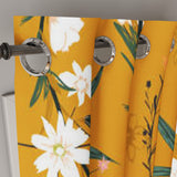 Botanic Garden Mustard Yellow Orchid Floral Blackout Window Curtain LAYLA