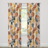 Decorative Blue Beige Brown Gold Botanical Blackout Window Curtain DAHLIA