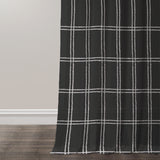 Minimalist Farmhouse Geometric White Black Checkered Semi Sheer Window Curtain LORAH