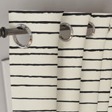 Minimalist Geometric Striped Black Ivory Blackout Window Curtain LYDIA