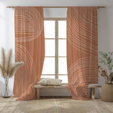 Rainbow Mid Century Modern Earthy Terracotta Boho Blackout Window Curtains MAYE - 2 Panels