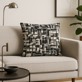 Black And White Abstract Geometric Mid Century Modern Throw Pillow Cover NOIR