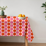 Geometric Oval Shapes Retro Pink Red Maximalist Aesthetic Tablecloth