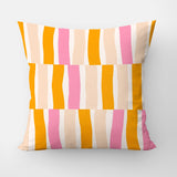 Vertical Lines Orange Pink Maximalist Aesthetic Throw Pillow Cover