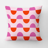 Retro Half Circles Pink Burnt Orange Maximalist Aesthetic Throw Pillow Cover