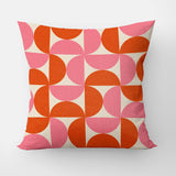 Retro Abstract Geometric Orange Pink Maximalist Aesthetic Throw Pillow Cover