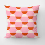 Retro Abstract Orange Pink Beige Maximalist Aesthetic Throw Pillow Cover
