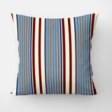 Retro Blue Burgundy Ivory Vertical Stripes Nordic Scandinavian Throw Pillow Cover VIND