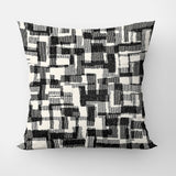 Black And White Abstract Geometric Mid Century Modern Throw Pillow Cover NOIR