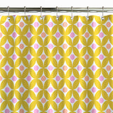 Retro Geometric Yellow Pink Maximalist Aesthetic Shower Curtain