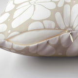 Abstract Beige White Retro 70s Floral Throw Pillow Cover BLOSSOM
