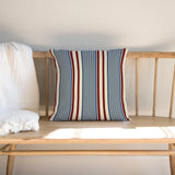 Retro Blue Burgundy Ivory Vertical Stripes Nordic Scandinavian Throw Pillow Cover VIND