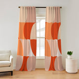 Pop Abstract Geometric Mid Century Modern Burnt Orange Blackout Window Curtains VIORA