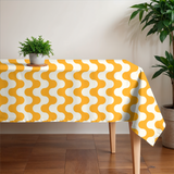 Wavy Stripes Retro Yellow Maximalist Aesthetic Tablecloth
